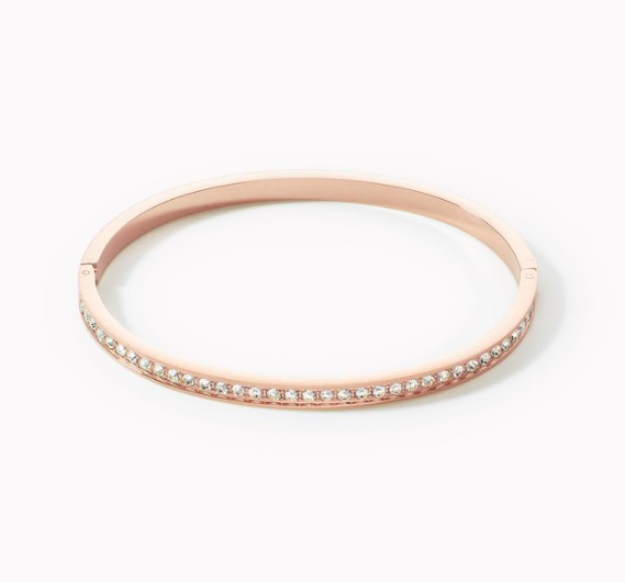 Bangle stainless steel & crystals slim rose gold